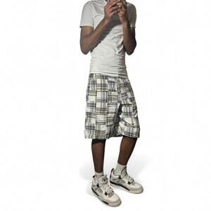 Y2K Mens Sonoma Plaid Patchwork Style Shorts Sz. 34 Vintage